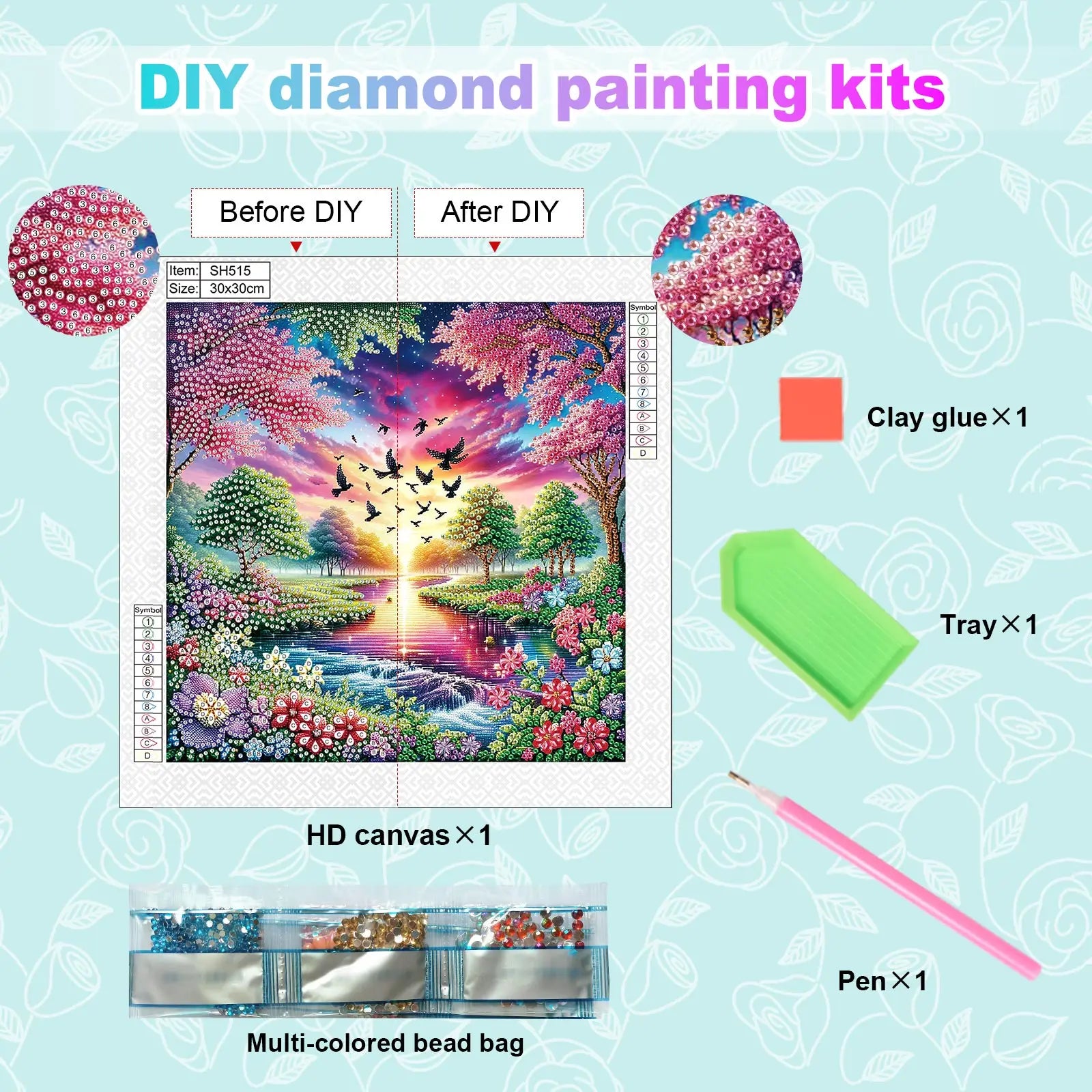 Diamond Art Painting Kit for Adult,DIY beautiful scenery Special Shaped Crystal Diamond Kit for Beginner Home Wall Decorate Gift
