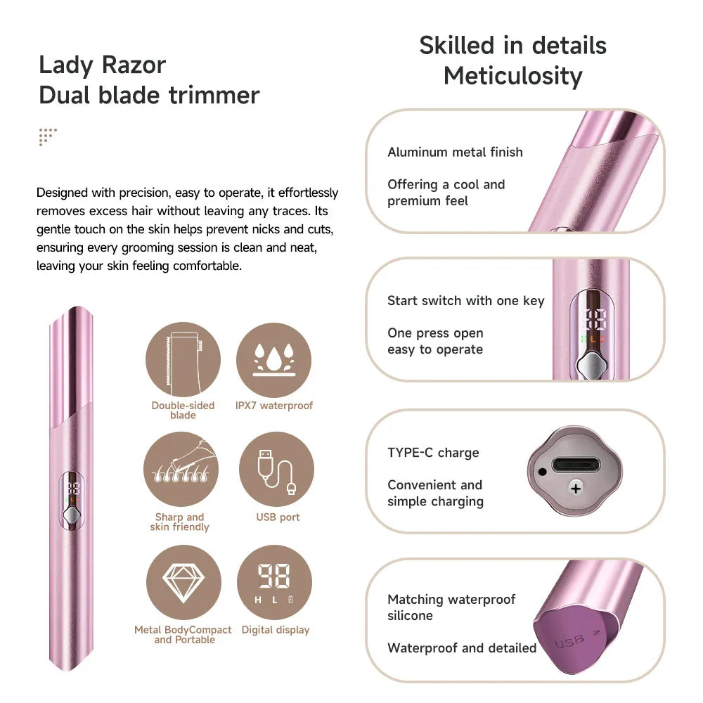Eyebrow & Nose Trimmer - IPX7 Waterproof Compact