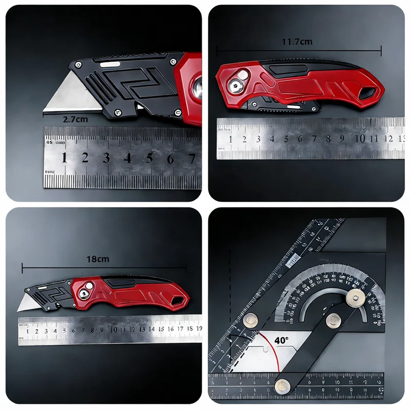 Folding Utility Knife Box Cutter 3-Position Blades Blade Storage Design With Extra 3 Blades Box Knife For Cartons Hand Tools