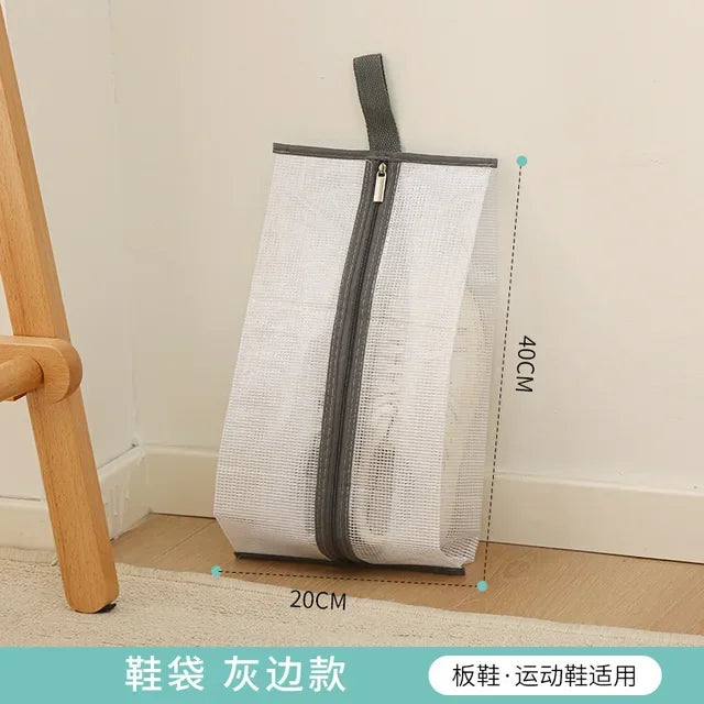 Shoes Dust Cover Mesh Transparent Shoe and Boot Storage Bag with Zipper Portable Travel Dust Organizer Protector Bag