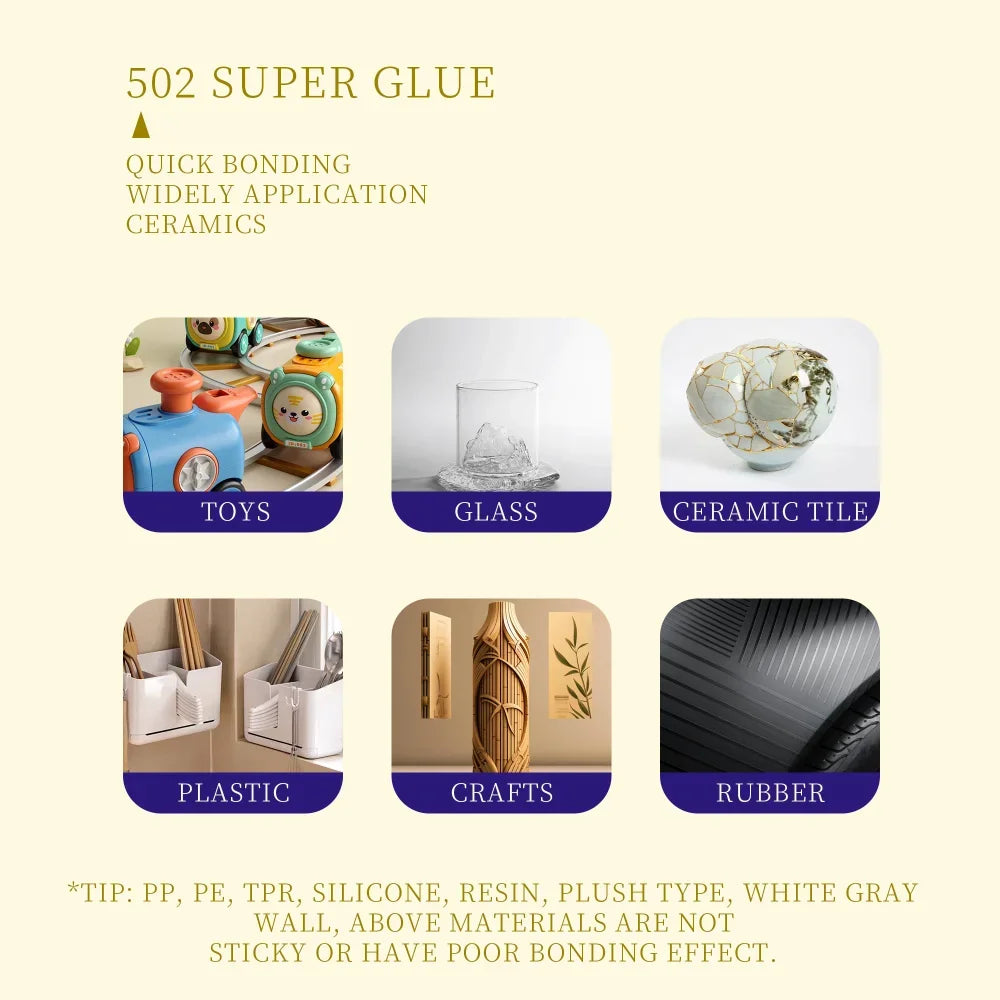 1-3pcs BIGLU 502 Super Glue Instant Quick-drying Cyanoacrylate Adhesive Leather Rubber Wood Metal Strong Bond Liquid Glue Tool