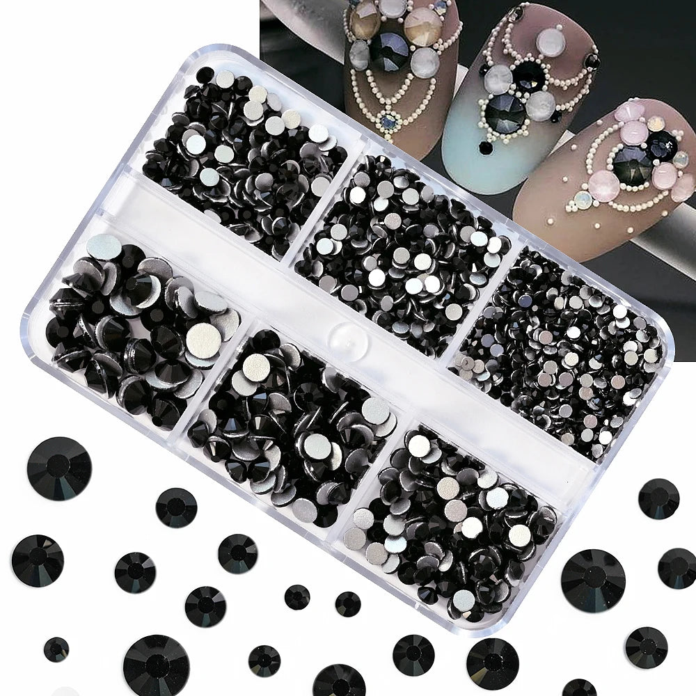 Nail Art Rhinestones Kit 2400pcs Nail Gems Ab Flatback Rhinestones Gems Stones with Storage Organizer for Design Bright Holiday