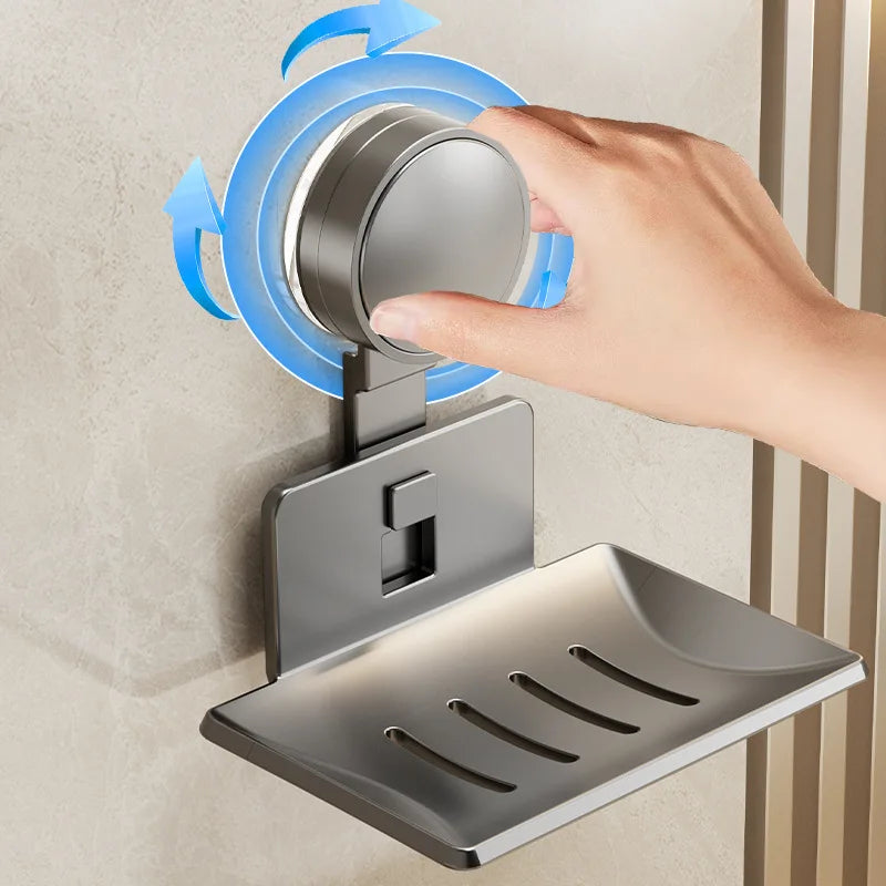 Suction-type Soap Box Punch-free Space Aluminum Soap Box Ginger Water Wall Hanging Wall Sticker Toilet Soap Holter Storage Rack