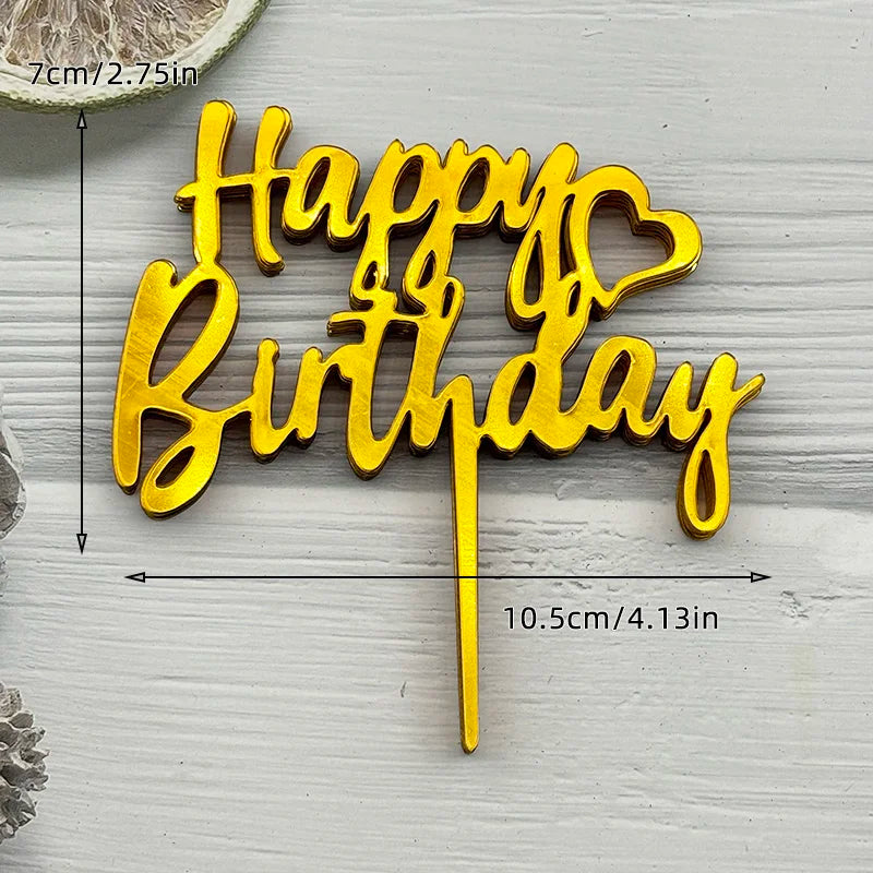 10Pcs Universal Acrylic Cake Topper Ornaments Fashionable Multicolor Decor for Men Women Birthday Baby Shower Party Supplies