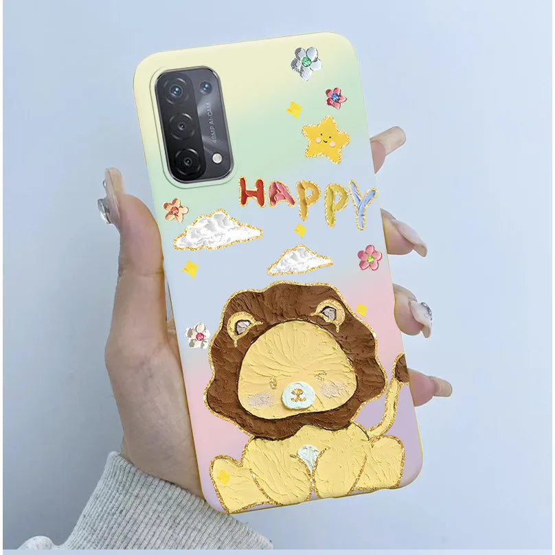 For Oppo A54 5G A74 5G A93 5G Case Soft TPU Silicone Cover Cute Astronaut Panda Phone Case CPH2195 CPH2197 CPH2263 Coque Funda