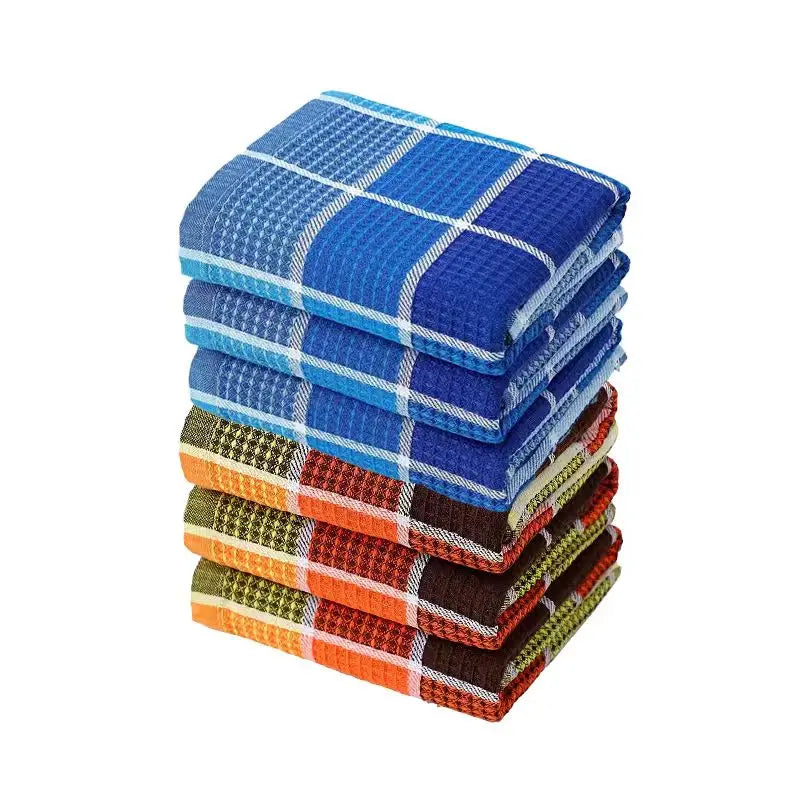 Set of 6, 38Cm*65Cm, Soft and Absorbent Kitchen Towels with Colorful Plaid Pattern, Dishcloths Suitable for Drying Dishes and Household Use, Machine Washable, Stylish Dish Towels, Modern Design, High-Quality Weaving, Multi-Fu
