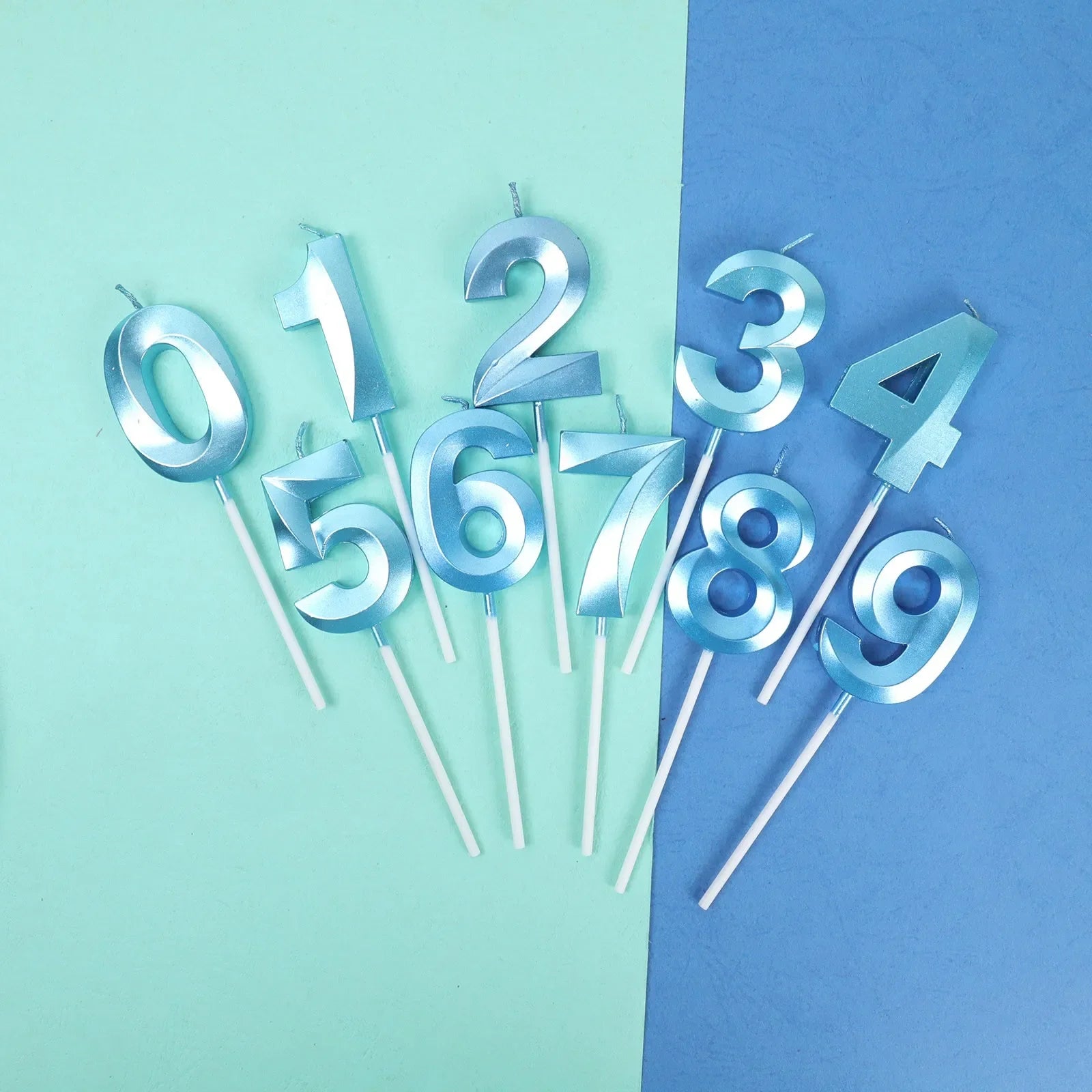 Vibrant Blue Pink Green 1pcs 0-9 Number Candles Decor for Kids Happy Birthday Event Anniversatires &Parties Decoration DIY