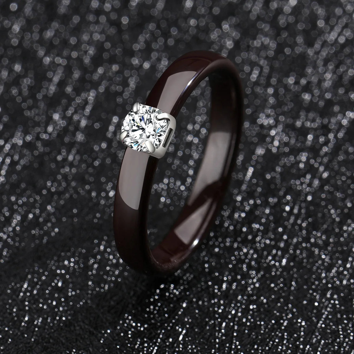 Classic Promise Ring for Women Ceramic Wedding Band 3mm Thin Minimalist Colorful Engagement Rings in Pink Green White Black