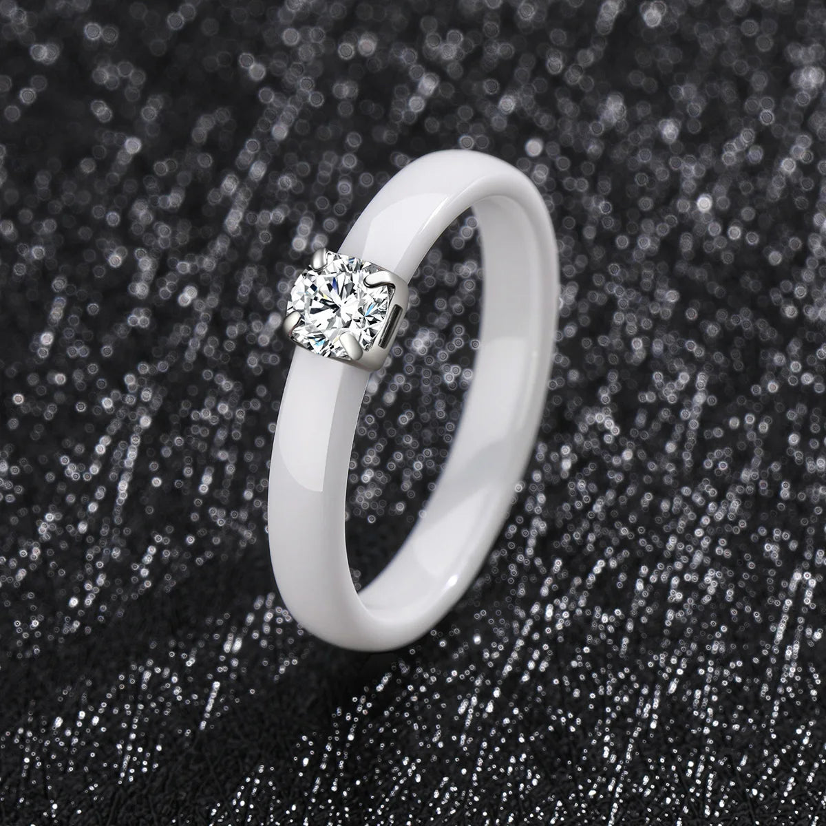 Classic Promise Ring for Women Ceramic Wedding Band 3mm Thin Minimalist Colorful Engagement Rings in Pink Green White Black