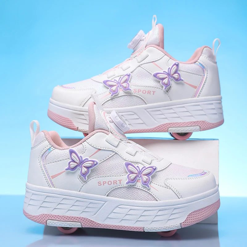 Roller Skates Girl 4 Wheels Sneakers Kid Fashion Casual Sport Quad Skates Children Skating Shoes