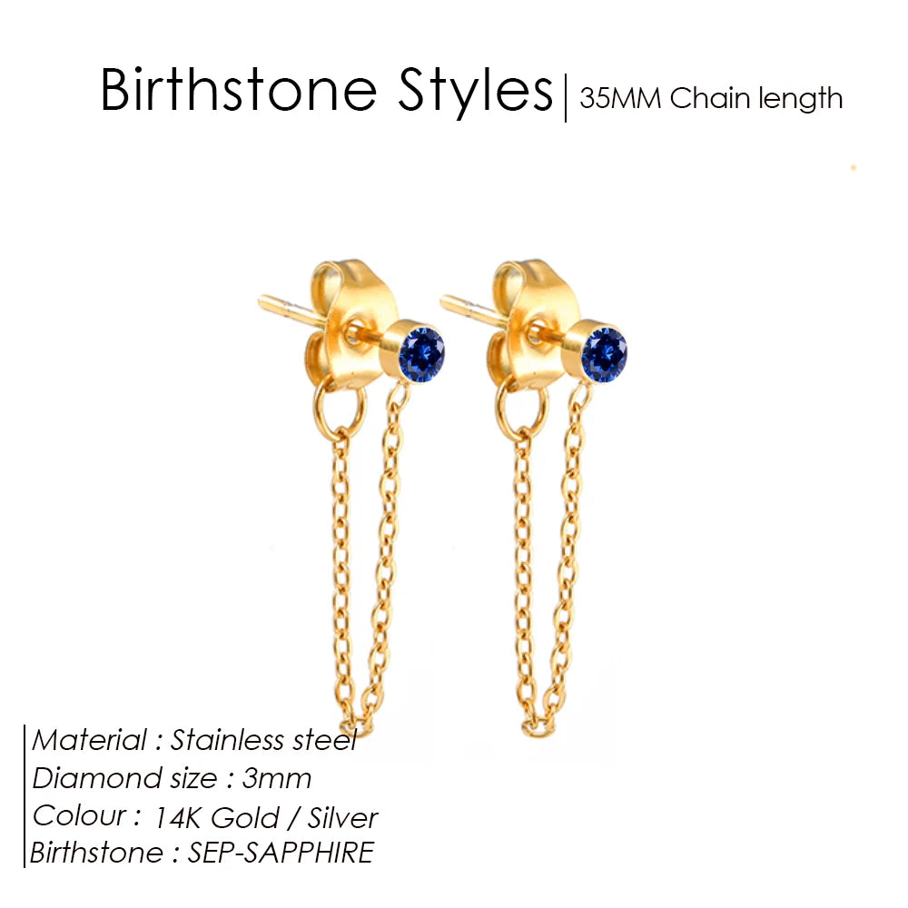 EManco Zircon Birthstone Pendant Earrings 12 Zodiac Signs Stainless Steel Jewelry Party Gifts