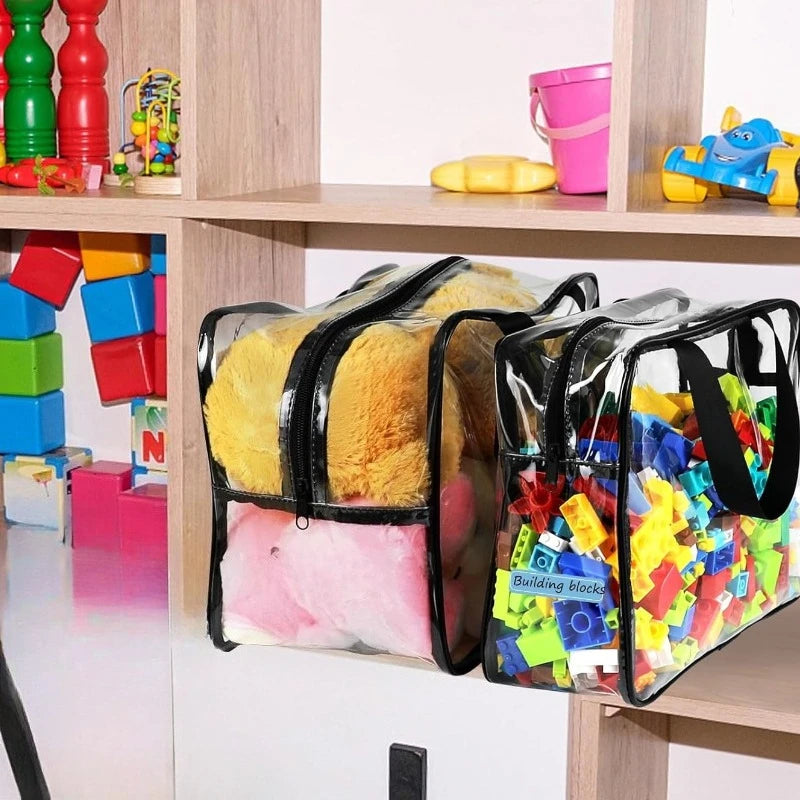 Transparent Storage Bag Waterproof Zipper Closure for Toys Beach Puzzle Travel Toiletries Cosmetic Organizer Portable Washable