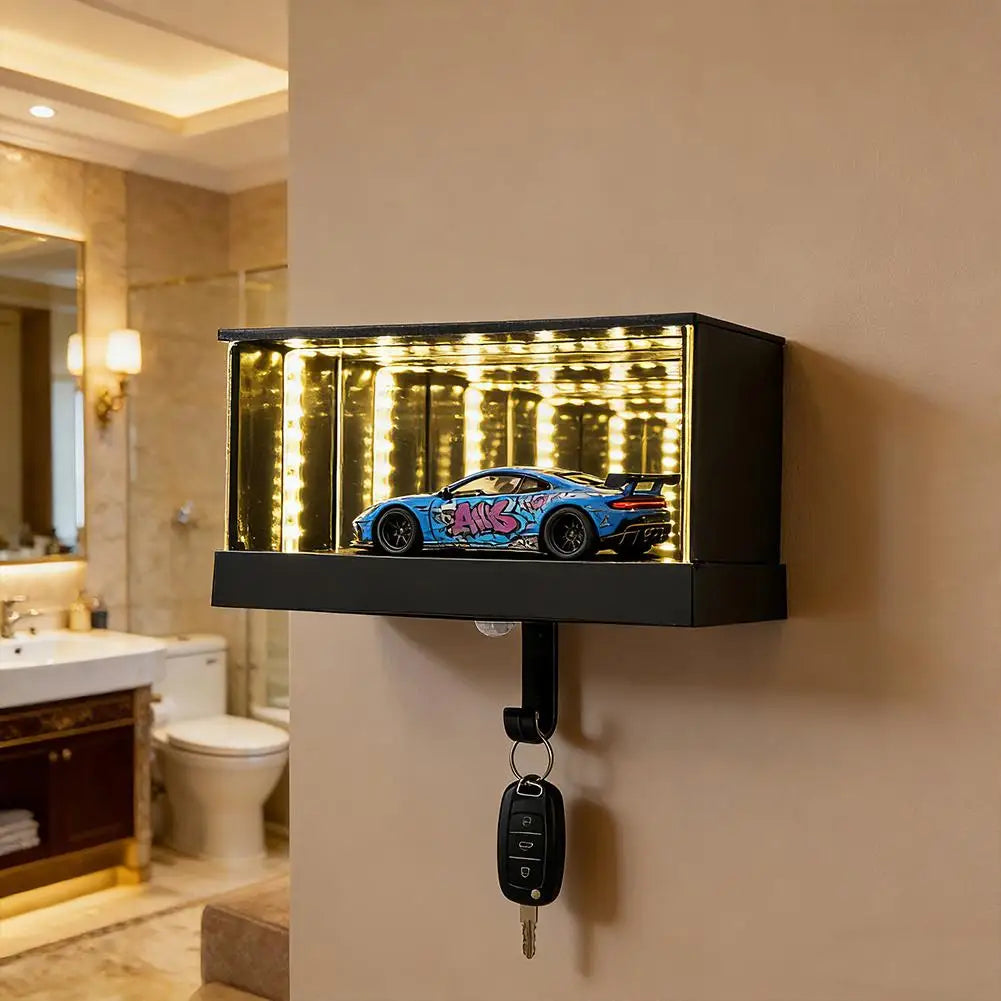 Garage Keychain,Car Luminous Unlimited Garage Key Storage Wall Mount Key Organizer With Infinity LED Hook Creative Home Decor