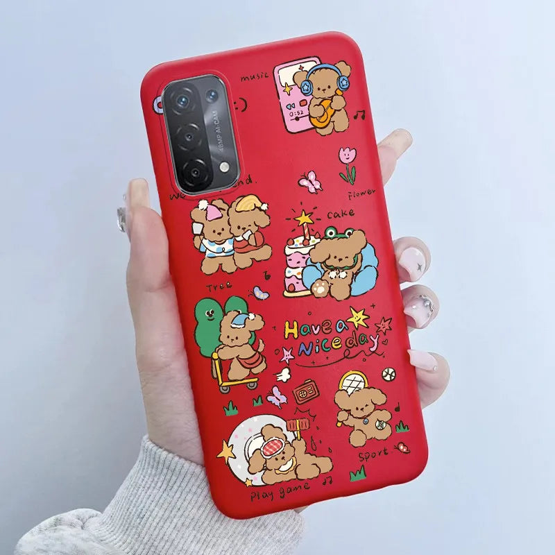 For Oppo A54 5G A74 5G A93 5G Case Soft TPU Silicone Cover Cute Astronaut Panda Phone Case CPH2195 CPH2197 CPH2263 Coque Funda