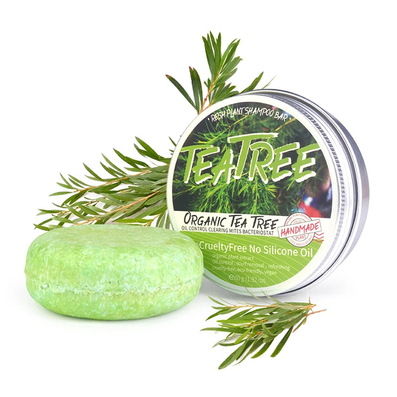 Tea tree essential oil plant shampoo is refreshing, oil controlling, dandruff reducing, and strong for hair. Handmade shampoo wi