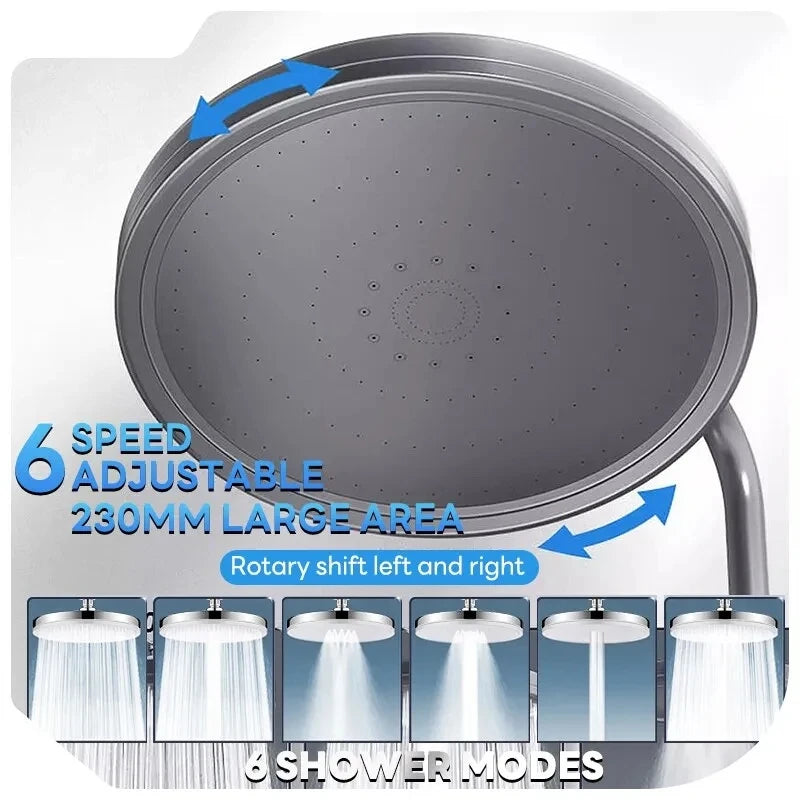 6 Modes Rainfall Shower Head Bathroom High Pressure Top Rain Shower Heads Shower Faucet Accessories With Filter