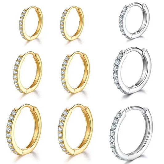 925 Sterling Silver Gold Plated Small Zirconia Huggie Hoop Earrings For Women Girls Gift Wedding Engagement Party Ear Buckle