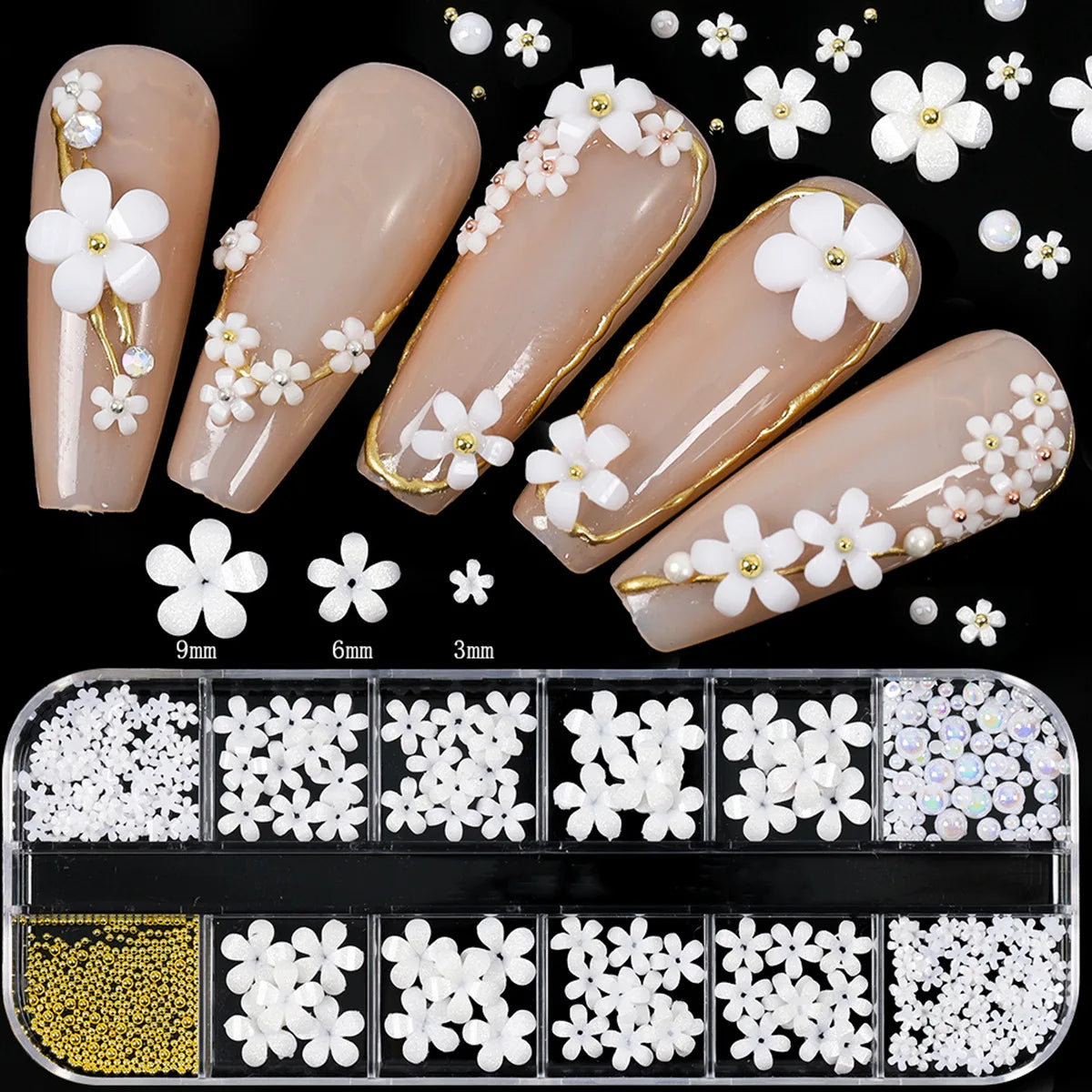 Nail Art Rhinestones Kit 2400pcs Nail Gems Ab Flatback Rhinestones Gems Stones with Storage Organizer for Design Bright Holiday