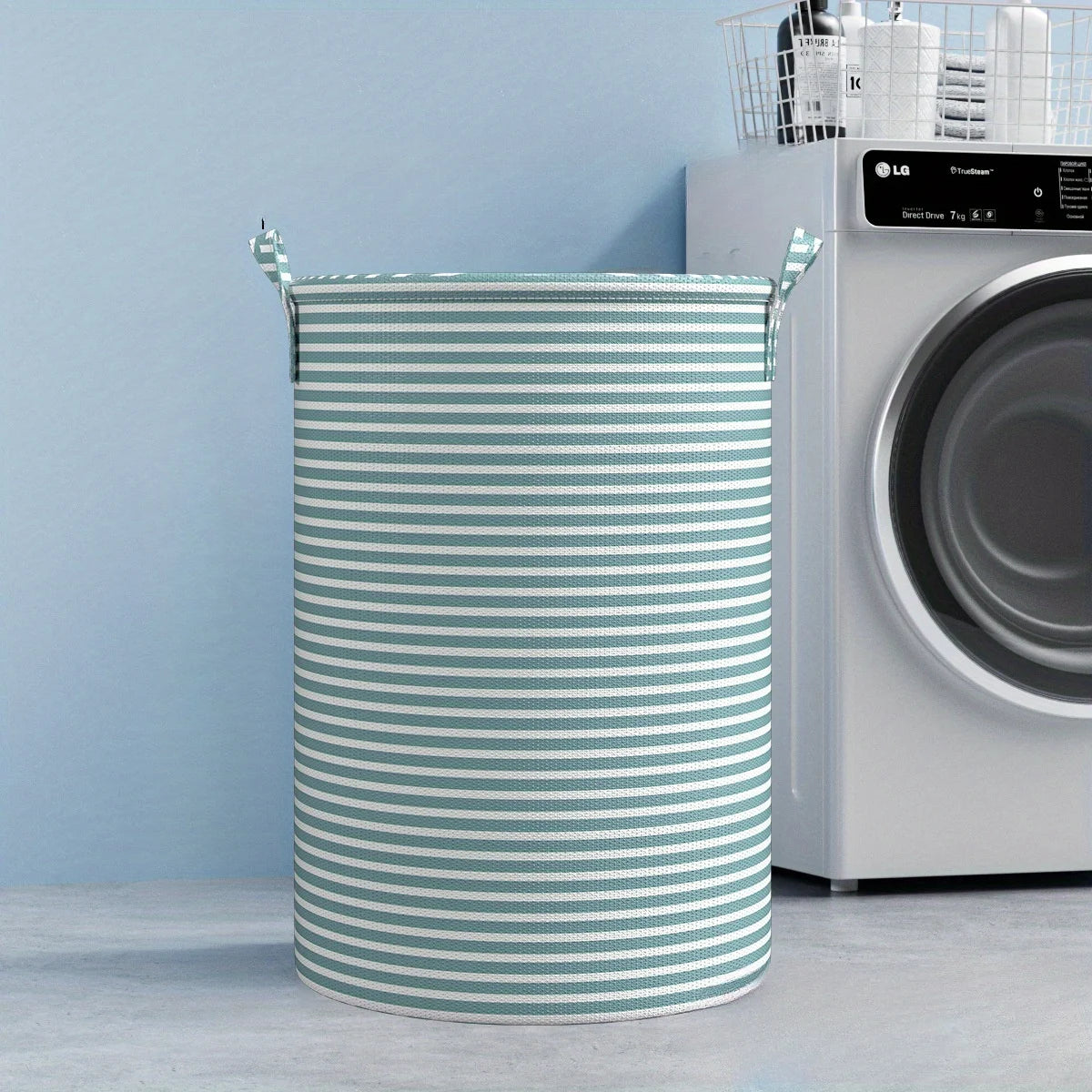 Foldable Minimalist Striped Laundry Basket Multi Use Collapsible Storage Organizer for Bathroom Bedroom Toy Clothes Home 1 Pack