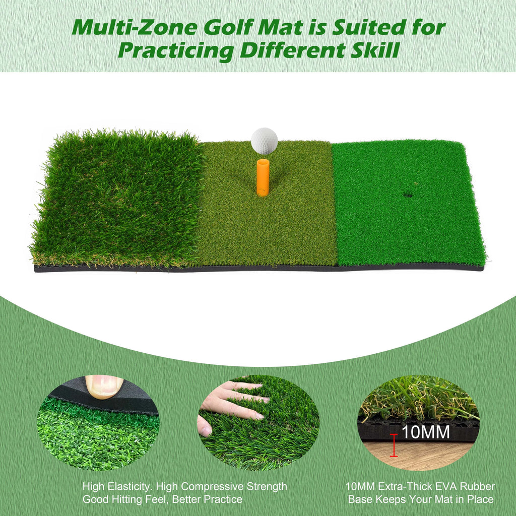 Golf Hitting Mat 30*60Cm Indoor Outdoor Mini Practice Durable PP Grass Pad Backyard Exercise Golf Training Mat With Rubber TEE