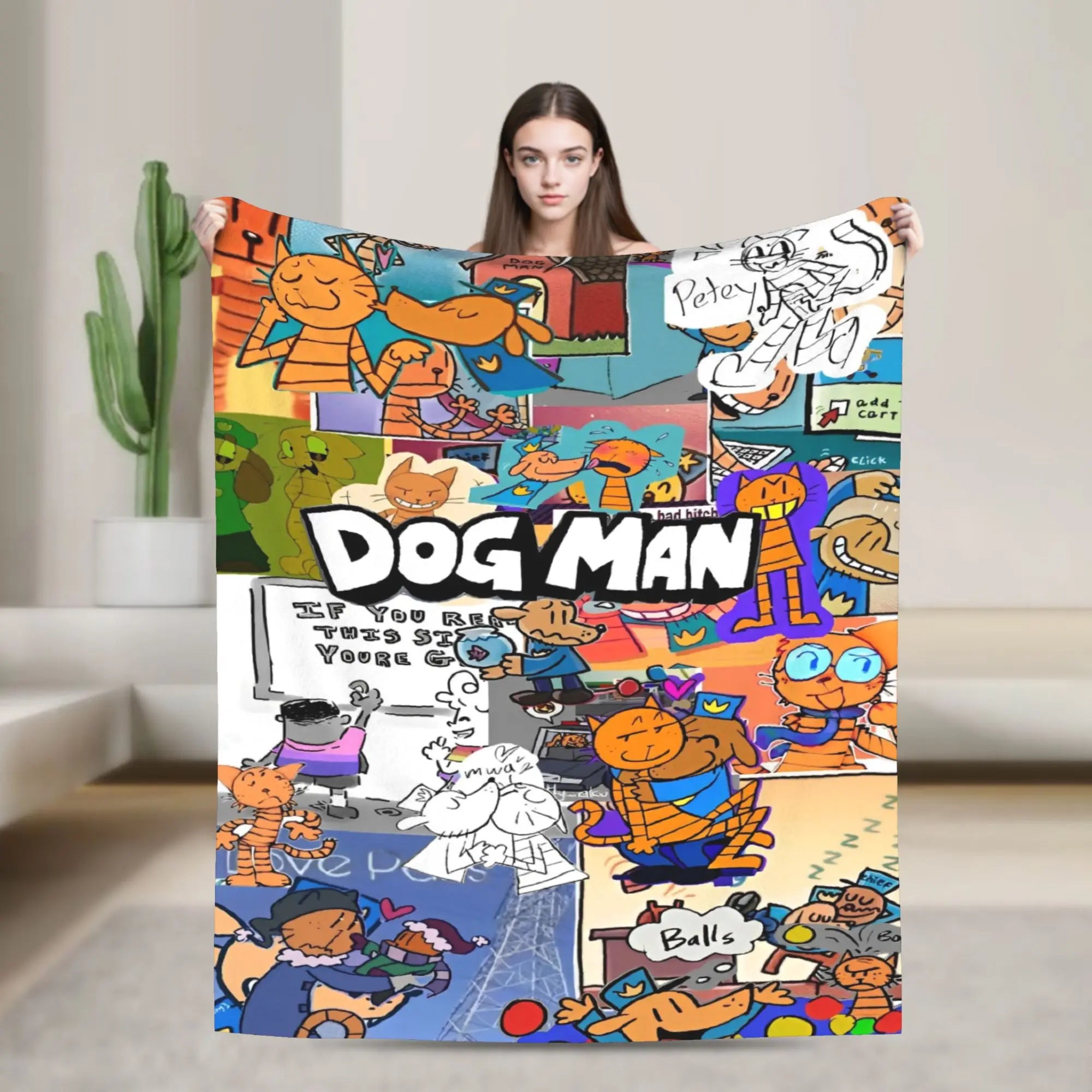 Dog Man Dogman Movie Comic Blanket Cartoon Flannel Vintage Warm Throw Blanket for Coverlet Spring/Autumn
