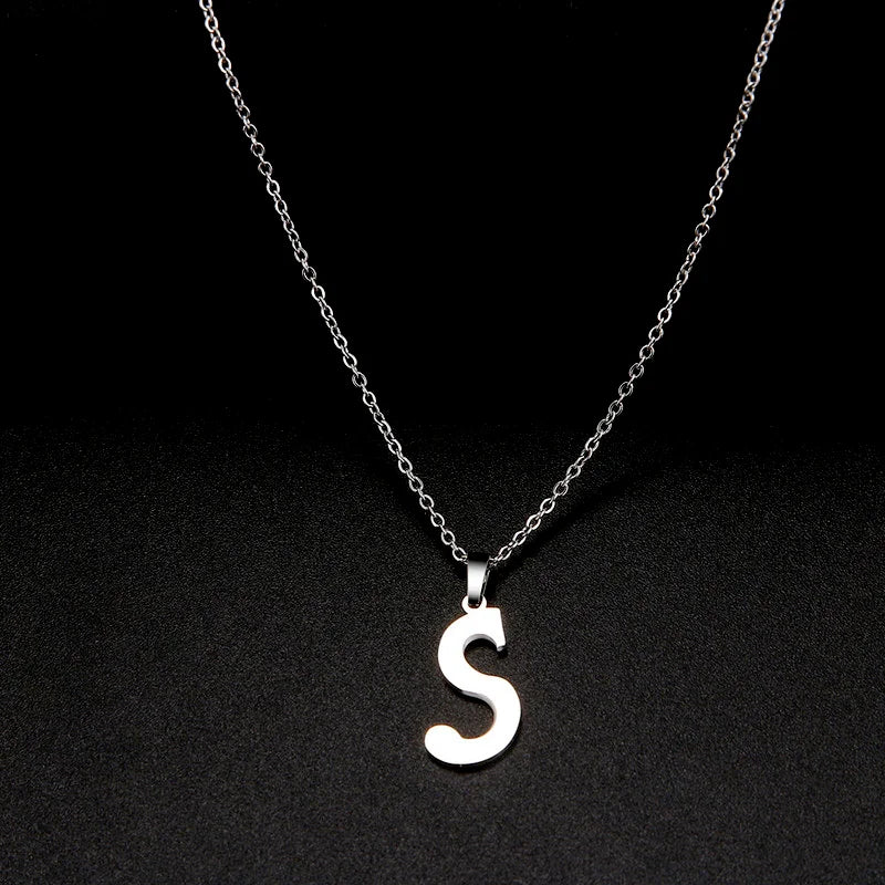 316L Stainless Steel Necklace A To Z 26 Letters Initial Minimalist Necklaces For Women Big Alphabet Pendant Gifts Jewelry gift