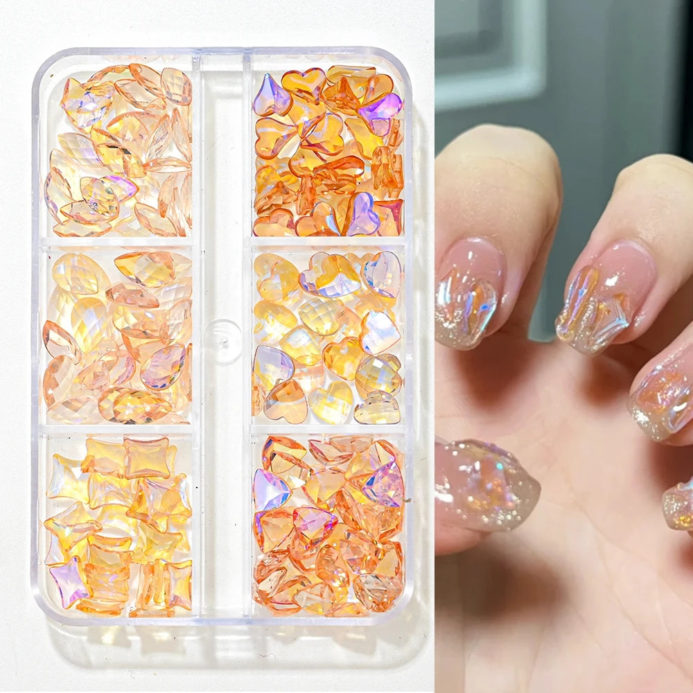Nail Art Rhinestones Kit 2400pcs Nail Gems Ab Flatback Rhinestones Gems Stones with Storage Organizer for Design Bright Holiday