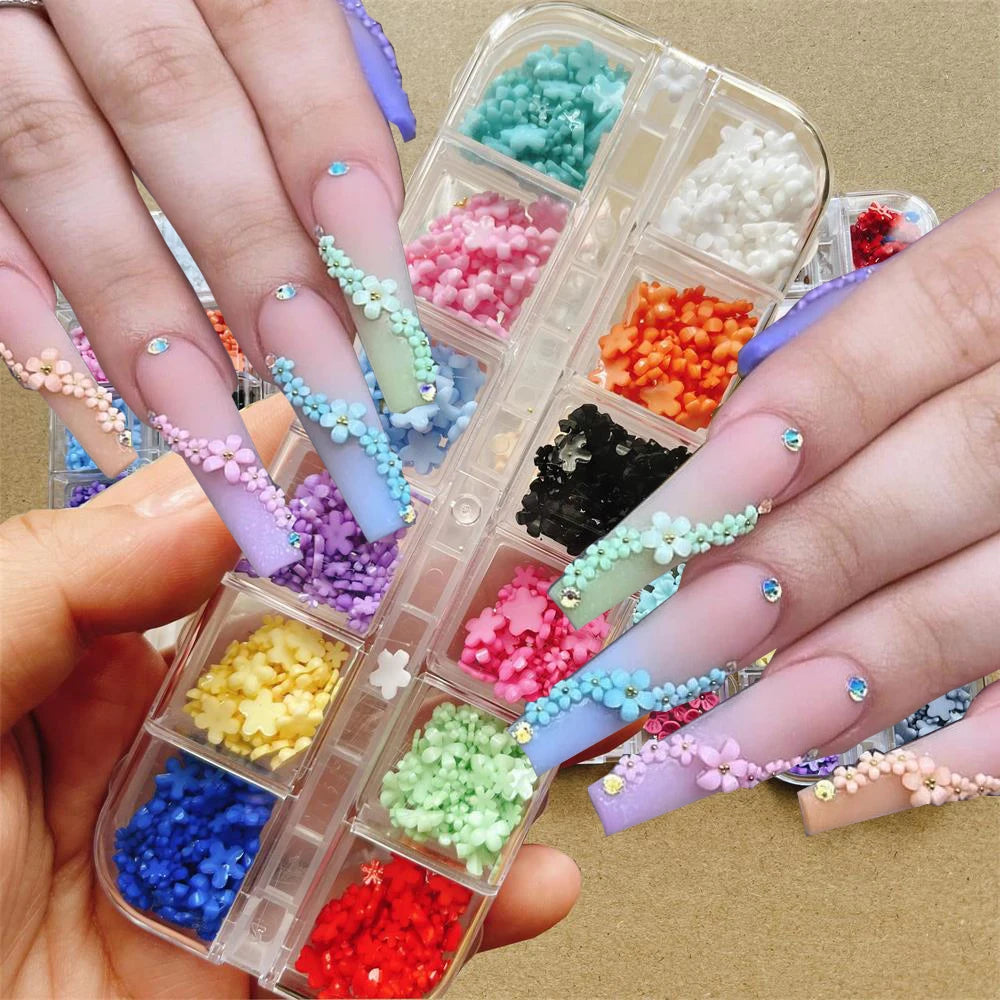 Nail Art Rhinestones Kit 2400pcs Nail Gems Ab Flatback Rhinestones Gems Stones with Storage Organizer for Design Bright Holiday