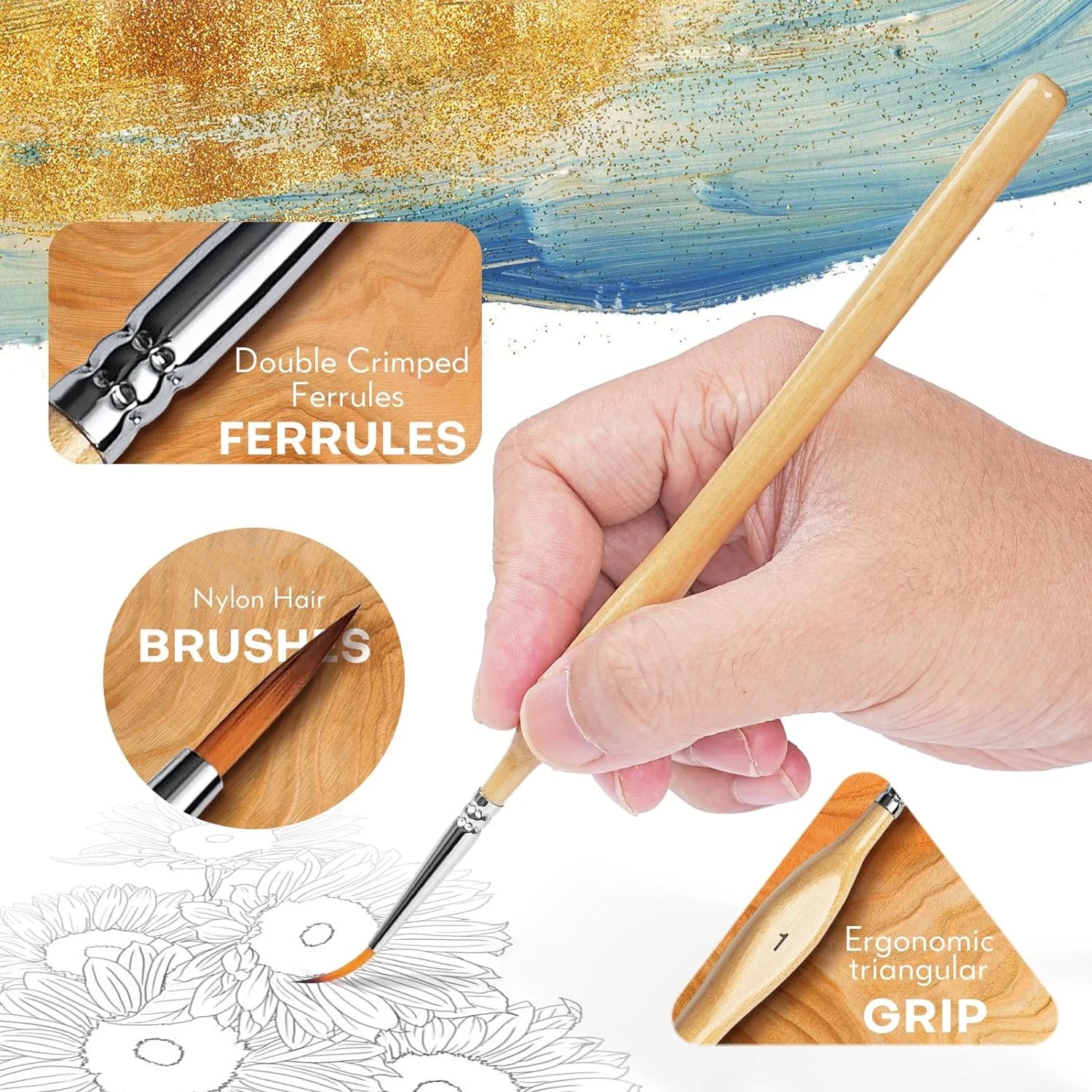 11/22pcs Micro Detail Paint Brush Set Triangular Grip Handles Miniature Art Brushes Small Fine Tip Paintbrushes