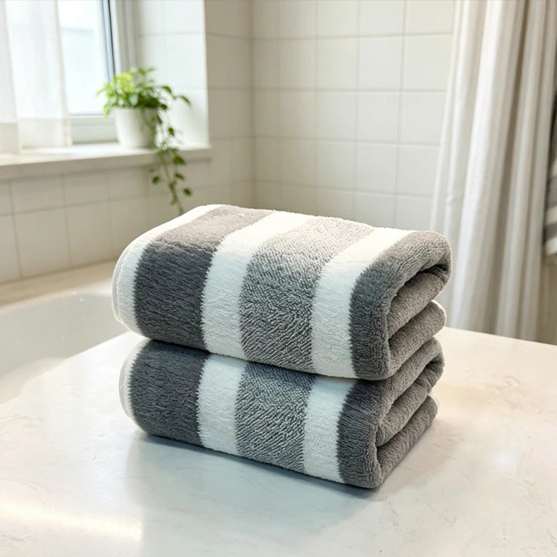 2-pack towels with strong water absorption, quick drying, no shedding, and durability - very suitable for home, beach, and face