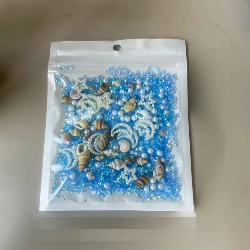 30g Ocean-Themed Epoxy Resin Filling - Star, Moon, Shell Shapes, Blue & Purple Shells, Crabs, Starfish, and Sparkling Decoration