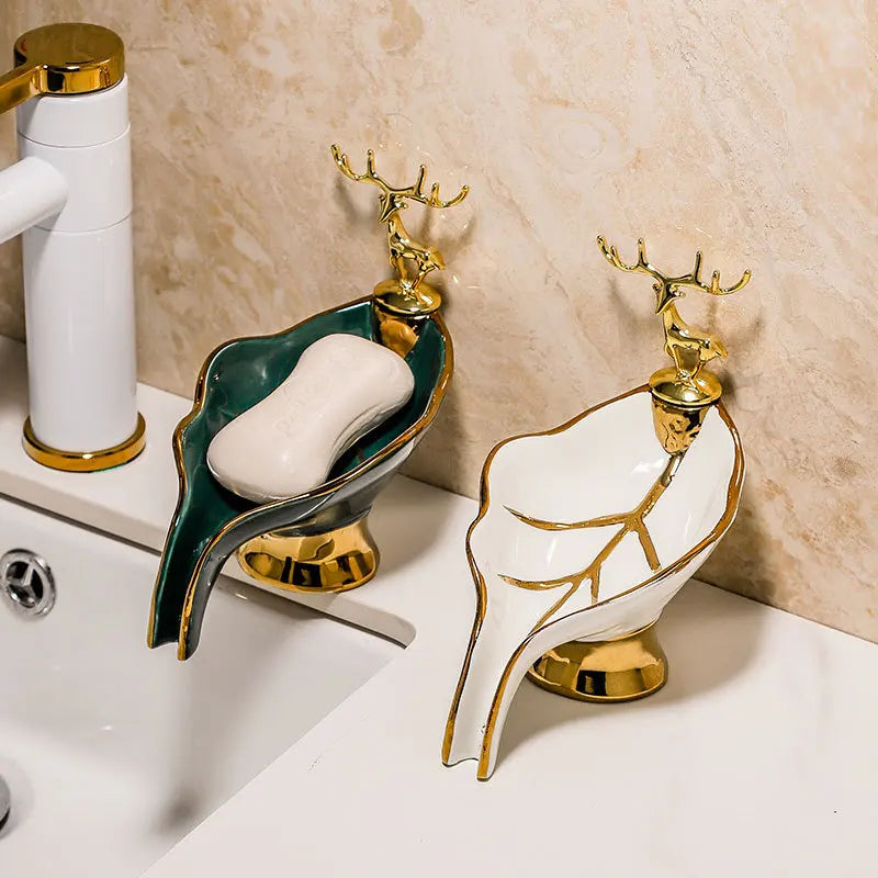 Ceramic Soap Dish Wash Basin Soap Drainer Storage Plate Leaf Soap Holder Toilet Decorate Organizer Shelf Bathroom Supplies