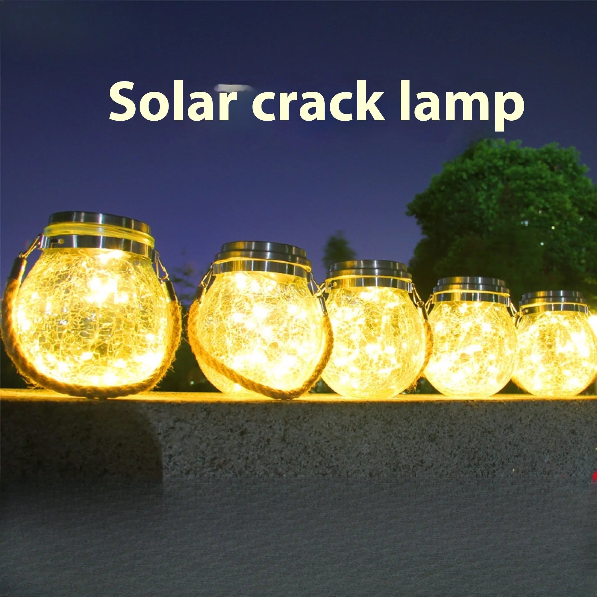 Solar Outdoor Lights Set: Garden Crack/Hanging Bottle Lights Xmas Mason Decor