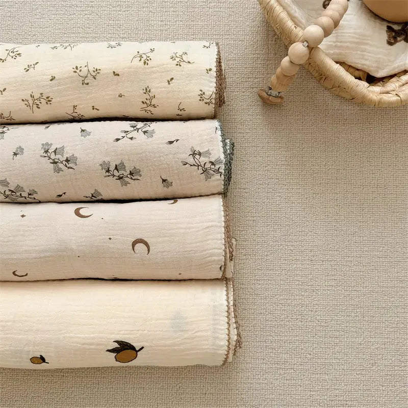 2Layer Blanket for Newborn Baby Floral Cotton Muslin Swaddle Thin Baby Summer Blanket Infant Toddler Baby Bath Towel100X100CM