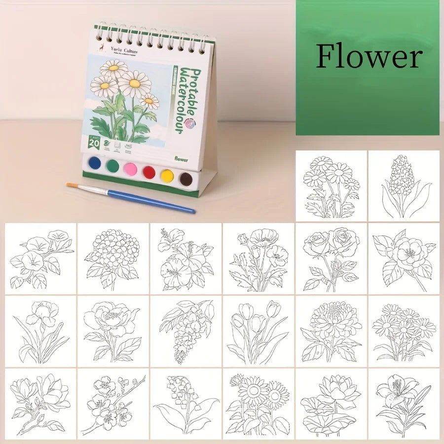 20 sheet watercolor sketchbook set, colorless leaves, suitable for creative drawing boards of students and professionals