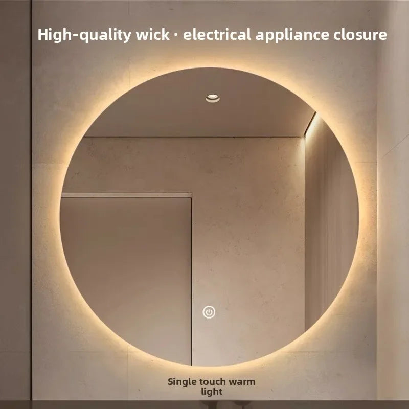Mirror Round Mirror Wall-mounted Smart Bathroom Mirror LED Touch Screen High Definition Anti-fog Luminous Wall-mounted