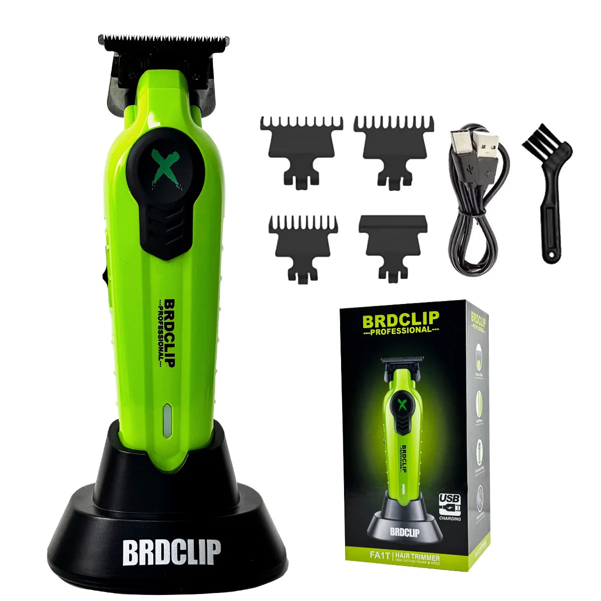 BRDCLIP FA1T Professional Hair Trimmer – Gradient Fade Clipper with Charger Stand