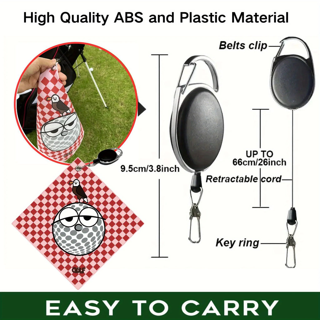 2 counts New High Quality Golf Towels Fashionable and Double Sided Print Telescopic Hook Quick Drying Super Absorbent Soft Fast