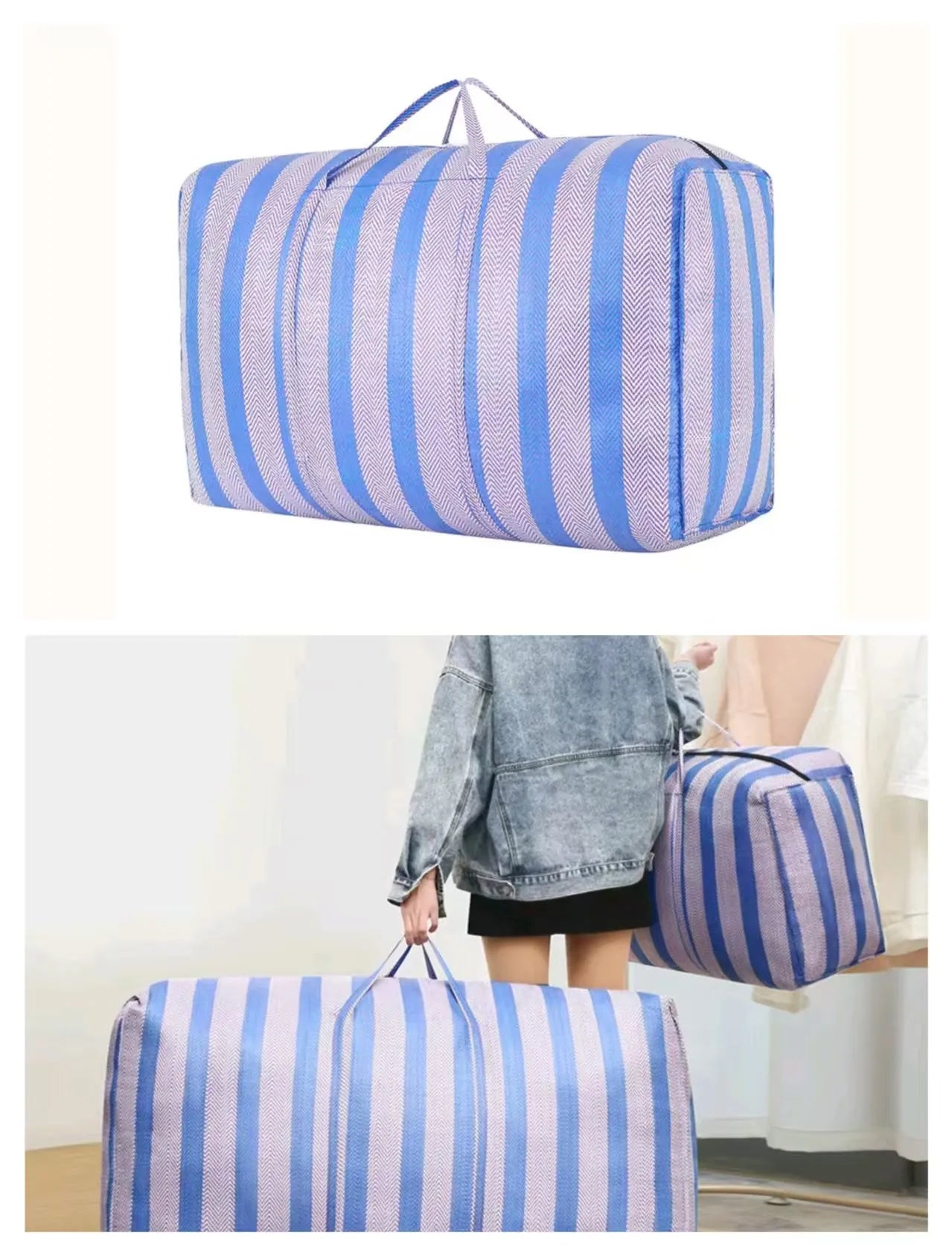 1 waterproof nylon handbag, suitable for storing household clothes and as a moving luggage bag