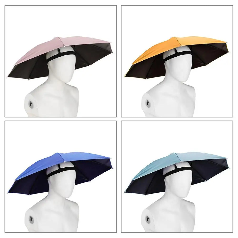 Head Umbrella Hats for Women & Men, Hands-Free Design with Adjustable Headband, Sun Rain Cap for Fishing Gardening & Outdoor Use