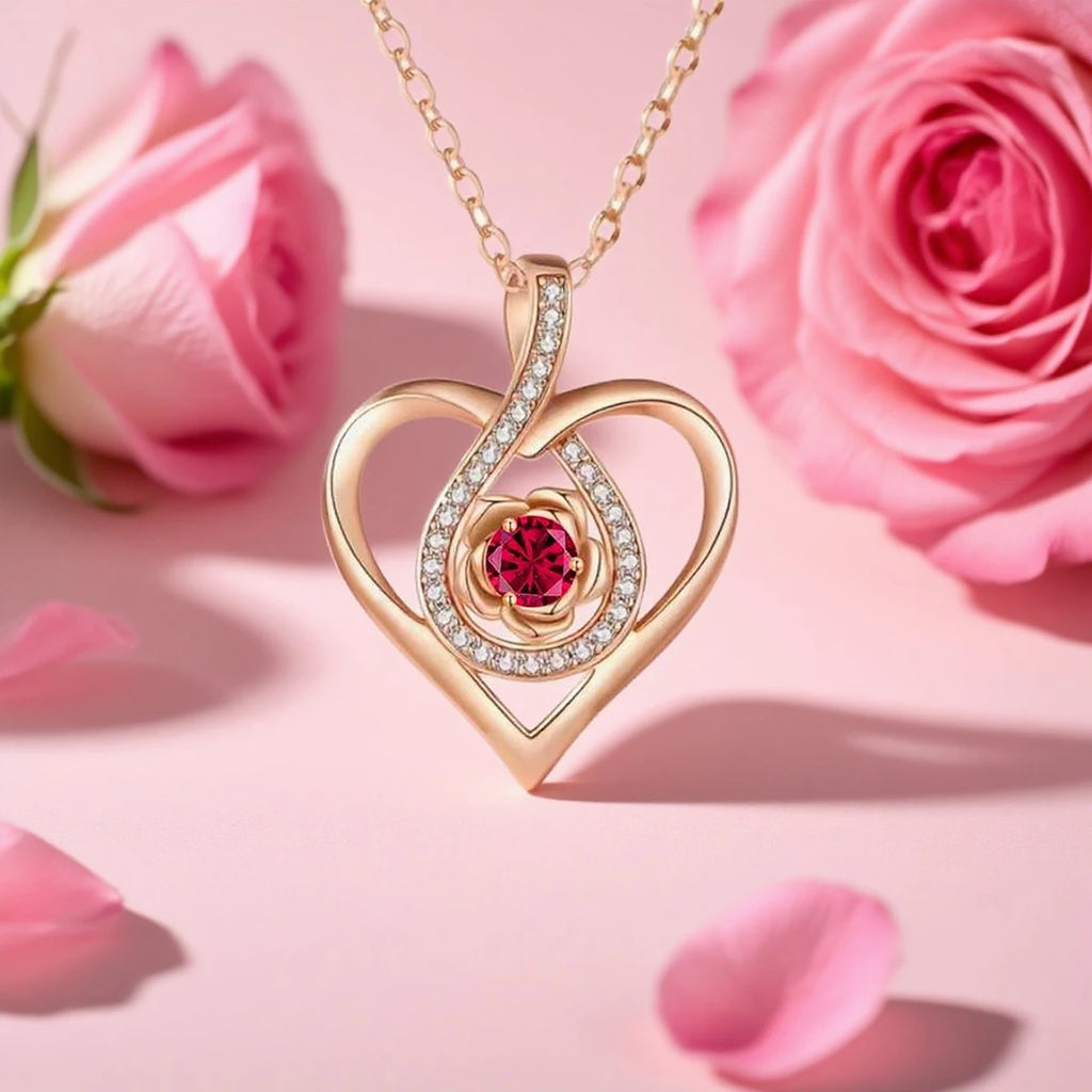 Birthstone Heart Pendant Necklaces For Women Girlfriend Mother Birthday Wedding Romantic Valentine Gift Christmas Day Jewelry