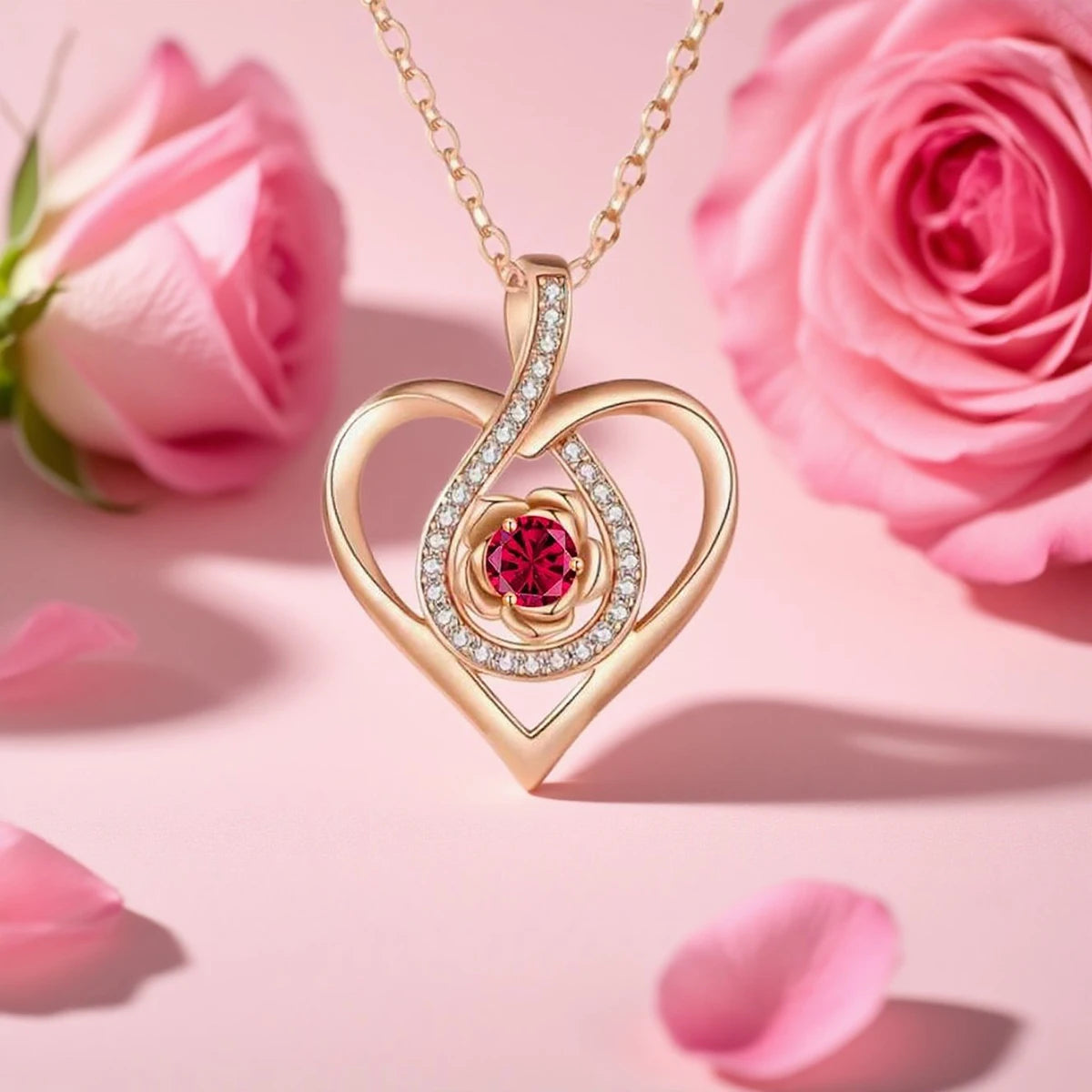 Birthstone Heart Pendant Necklaces For Women Girlfriend Mother Birthday Wedding Romantic Valentine Gift Christmas Day Jewelry