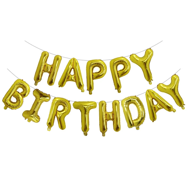 13pcs 16Inch Happy Birthday Party Decoration Balloons Rose Gold Letter Foil Ballons Air Globos Balony Anniversaire Supplies
