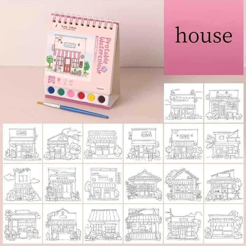 20 sheet watercolor sketchbook set, colorless leaves, suitable for creative drawing boards of students and professionals