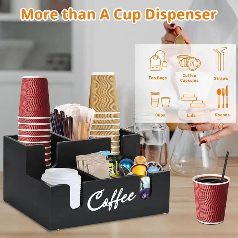 Wooden Coffee Pods Organizers With 6 Spacious Compartments And Sloped Designs For Easy Access B03E