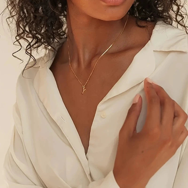 A-Z Initial Necklace 18K Gold Plated Necklace Cute Letter Stainless Steel Necklace for Women Color-preserving letter necklace