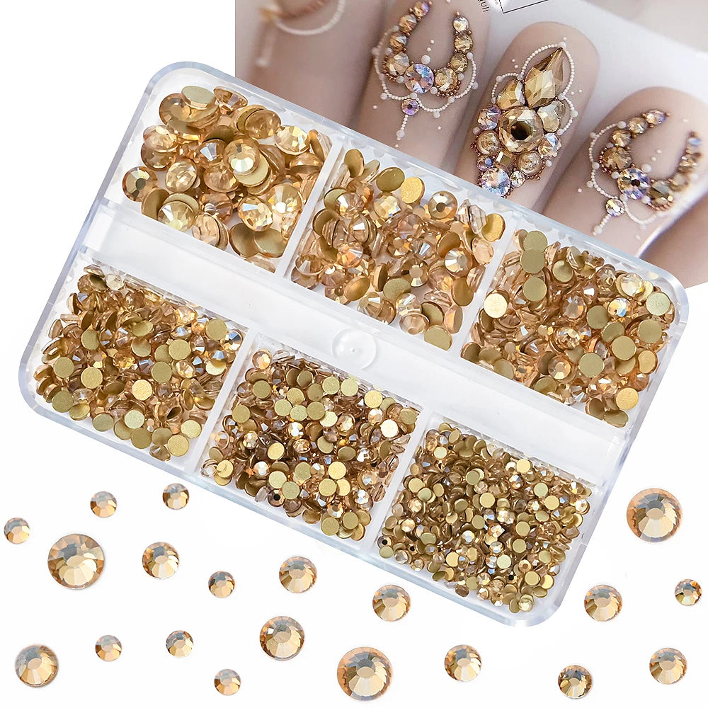 Nail Art Rhinestones Kit 2400pcs Nail Gems Ab Flatback Rhinestones Gems Stones with Storage Organizer for Design Bright Holiday