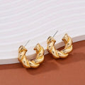 Twisted Crystal Hoop Earrings — Silver Plated