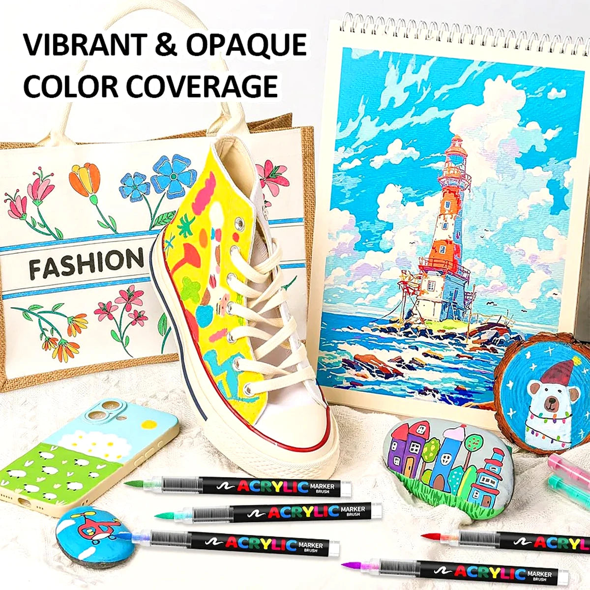 High Quality Acrylic Paint Pens Markers Set Brush Tip Paint Marker For Rock Painting Wood Canvas Stone Christmas Gift DIY Crafts