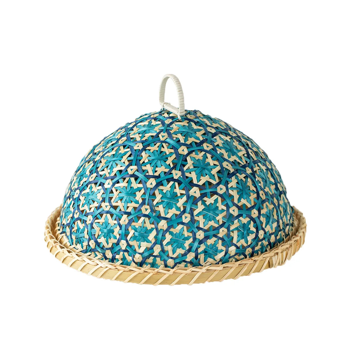 Handmade Rattan Style Round Fruit Basket with Lid Insect Proof Table Cover Multi Functional Storage for Bread Fruit Leftovers